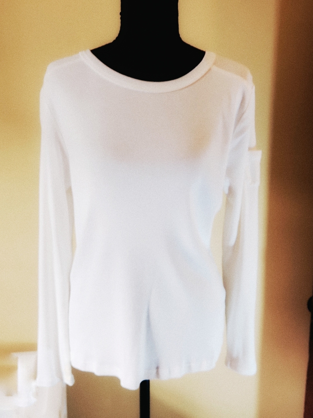 Talbots White Henley Long Sleeve Tee